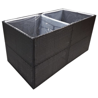 Garden Planter Black 61.8"x31.5"x31.5" Poly Rattan