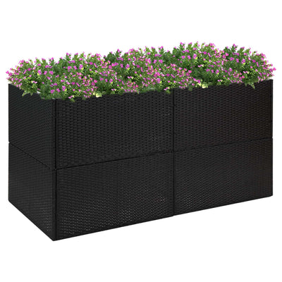 Garden Planter Black 61.8"x31.5"x31.5" Poly Rattan