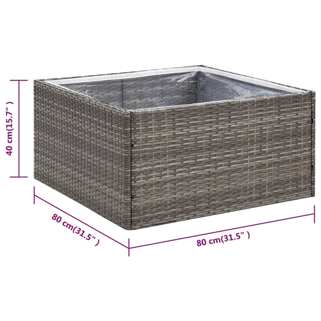 Garden Planter Gray 31.5"x31.5"x15.7" Poly Rattan