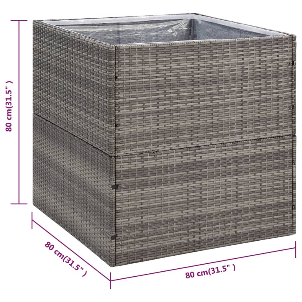 Garden Planter Gray 31.5"x31.5"x31.5" Poly Rattan