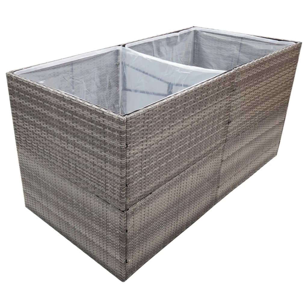 Garden Planter Gray 61.8"x31.5"x31.5" Poly Rattan