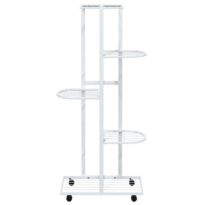 5-Floor Flower Stand with Wheels 17.3"x9.1"x39.4" White Iron