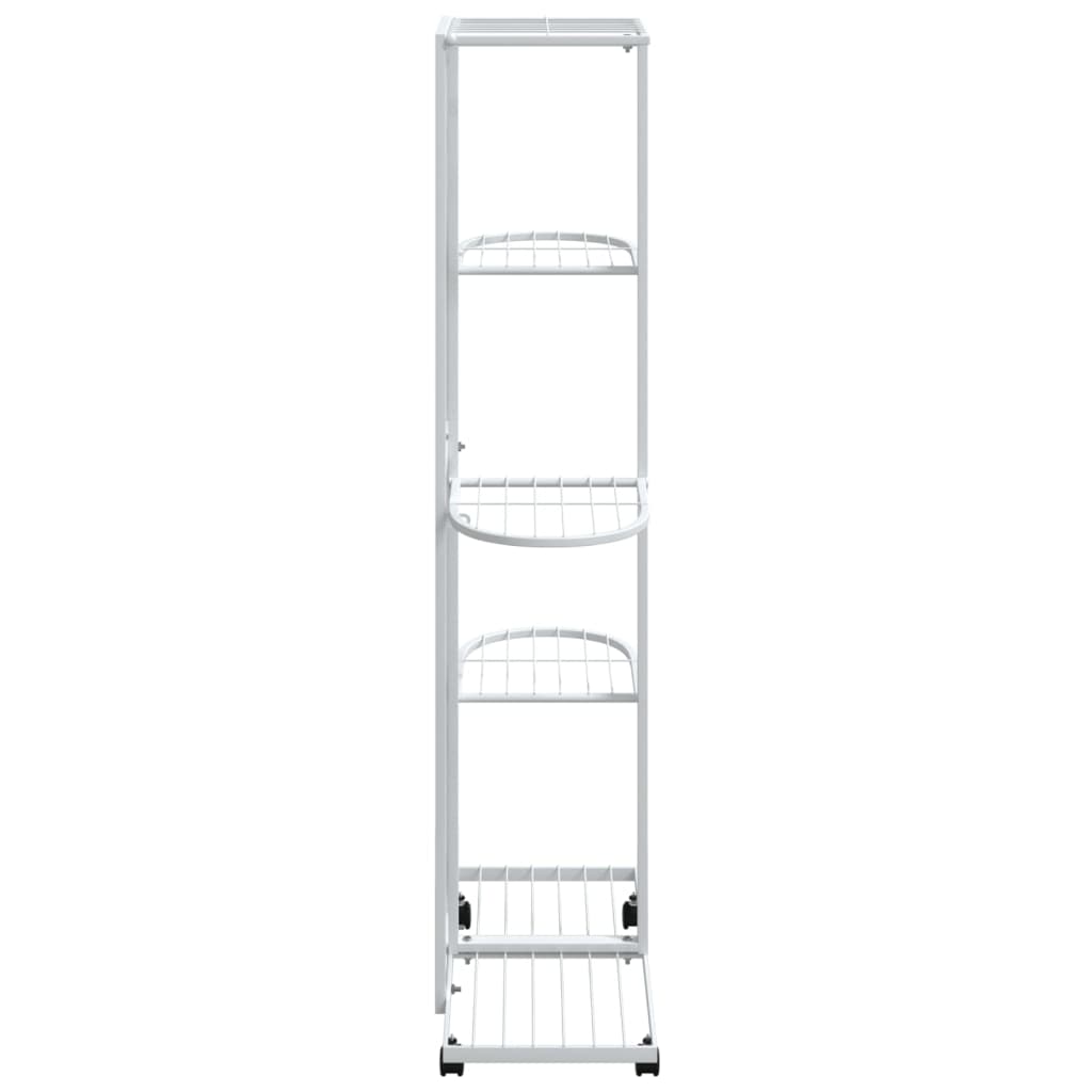 5-Floor Flower Stand with Wheels 17.3"x9.1"x39.4" White Iron