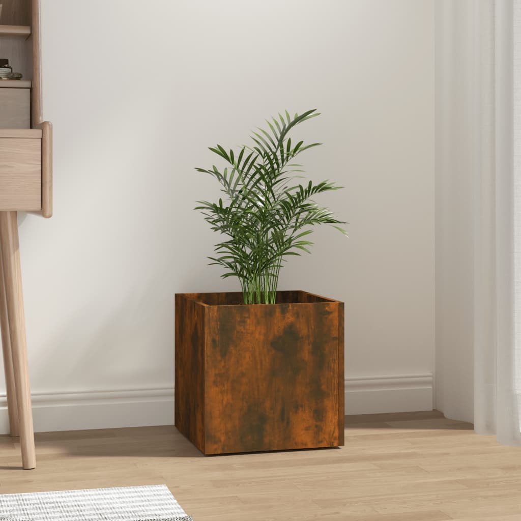 Planter Box Smoked Oak 15.7"x15.7"x15.7" Engineered Wood