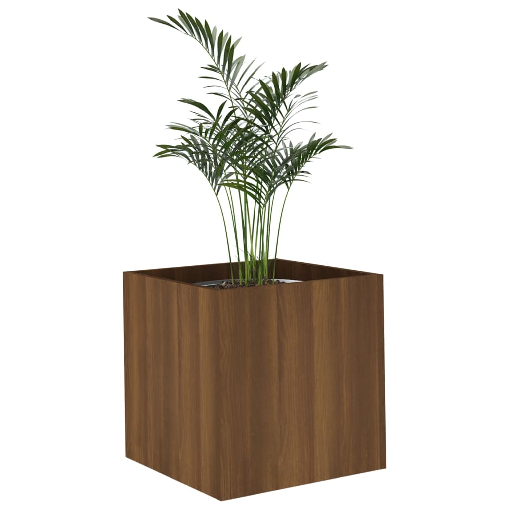 Planter Box Brown Oak 15.7"x15.7"x15.7" Engineered Wood