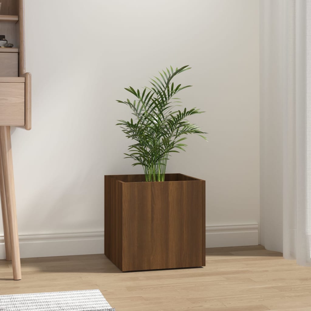 Planter Box Brown Oak 15.7"x15.7"x15.7" Engineered Wood