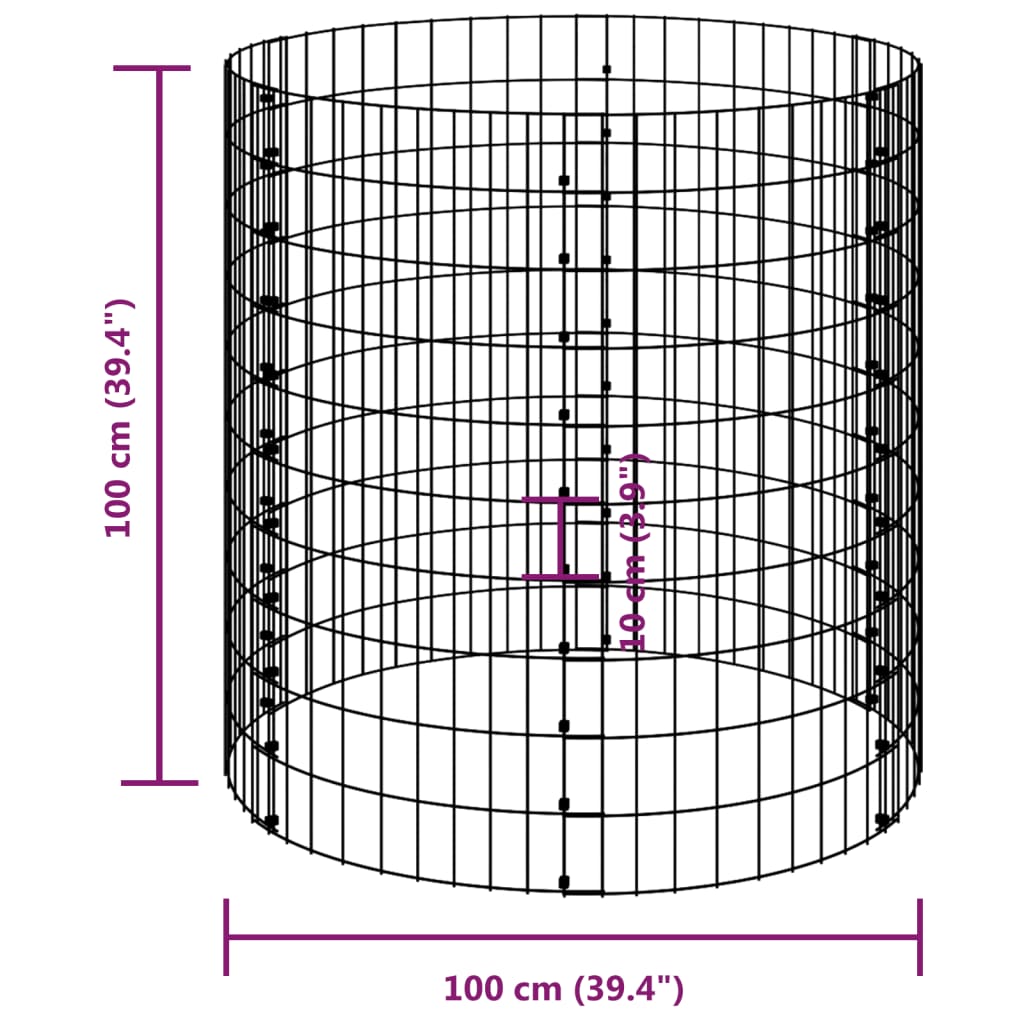 Garden Composter Ø39.4"x39.4" Galvanized Steel