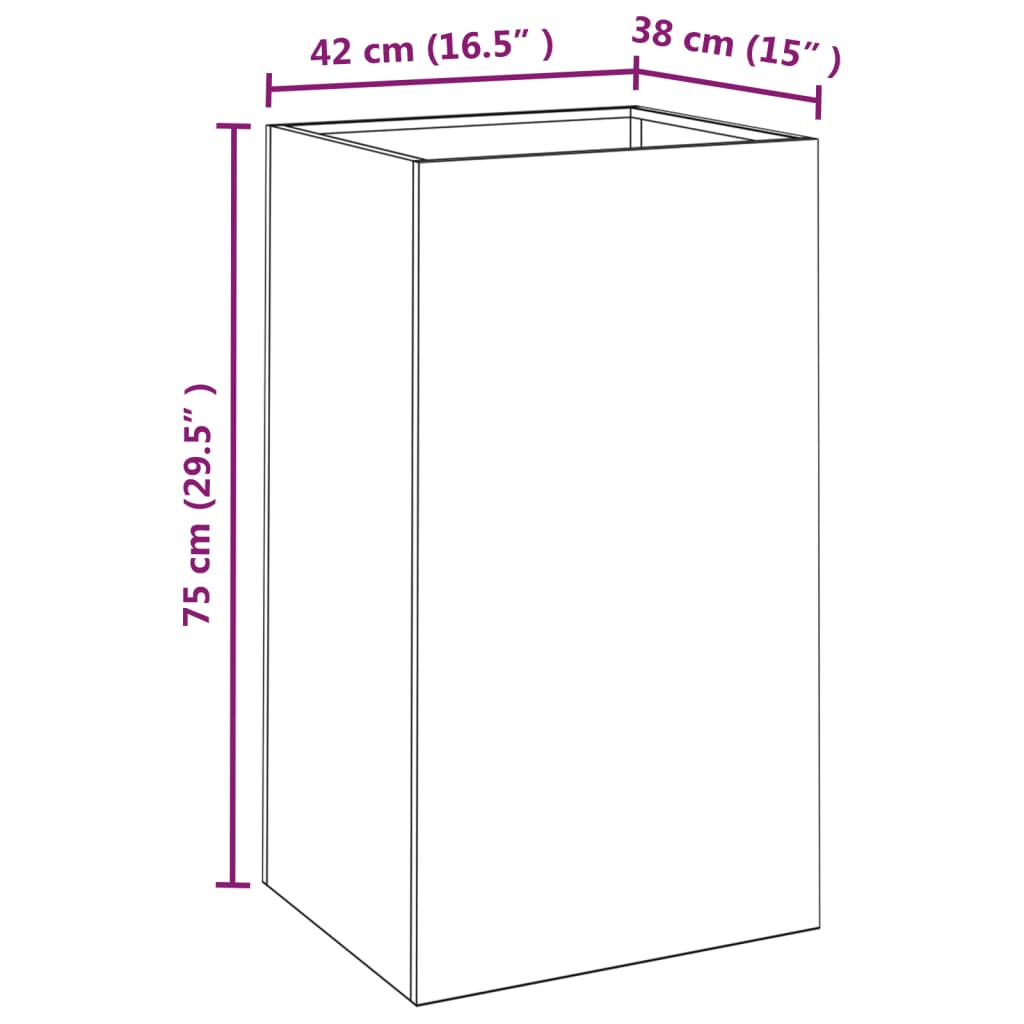 Planter 16.5"x15"x29.5" Corten Steel