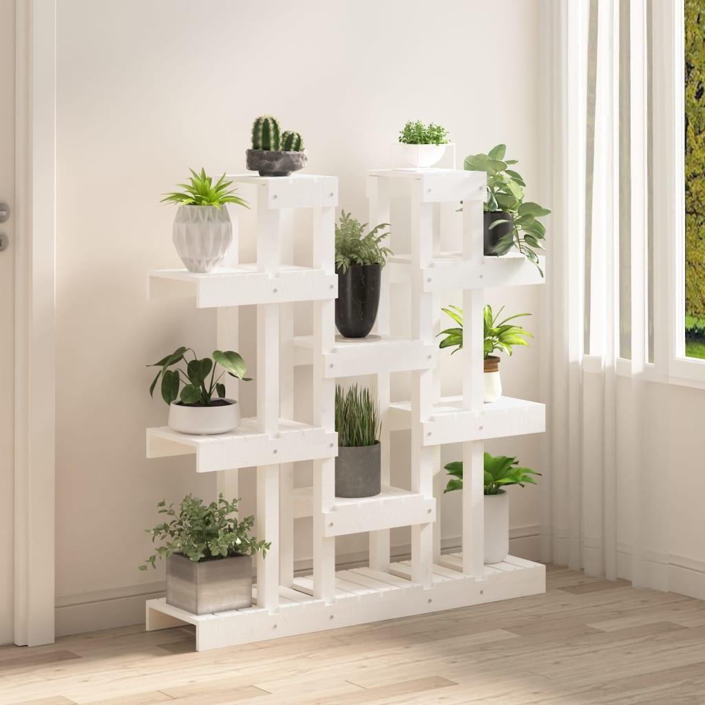 Plant Stand White 41.1x9.8x43.1" Solid Wood Pine