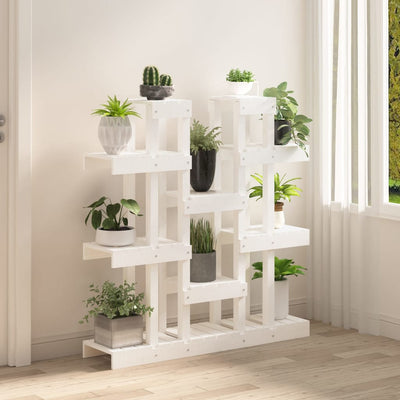 Plant Stand White 41.1x9.8x43.1" Solid Wood Pine