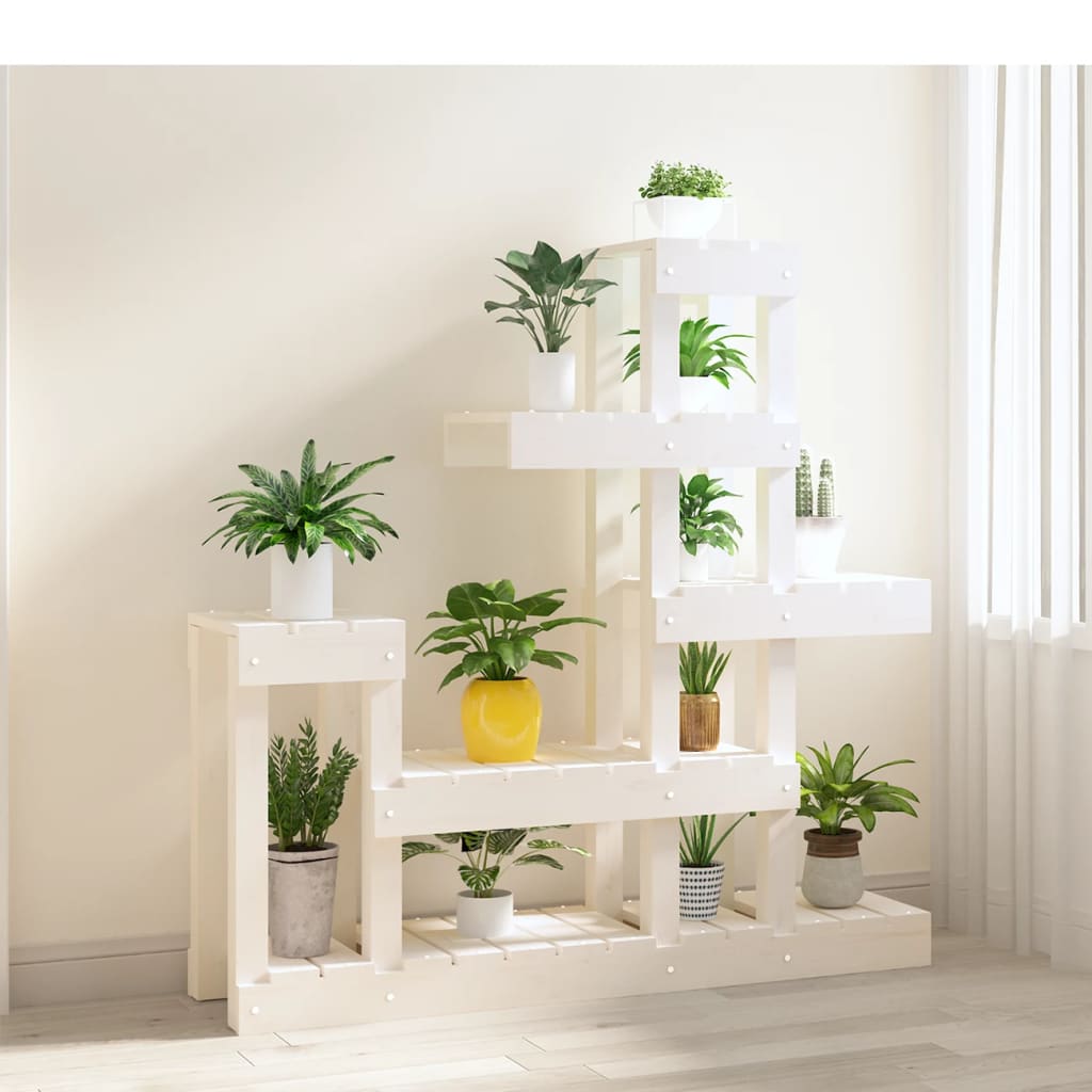 Plant Stand White 36.2x9.8x38.2" Solid Wood Pine