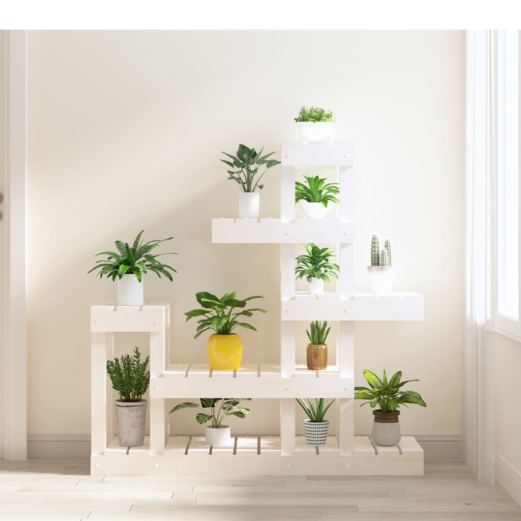 Plant Stand White 36.2x9.8x38.2" Solid Wood Pine
