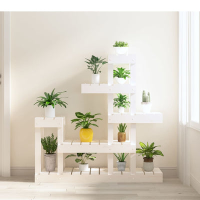 Plant Stand White 36.2x9.8x38.2" Solid Wood Pine