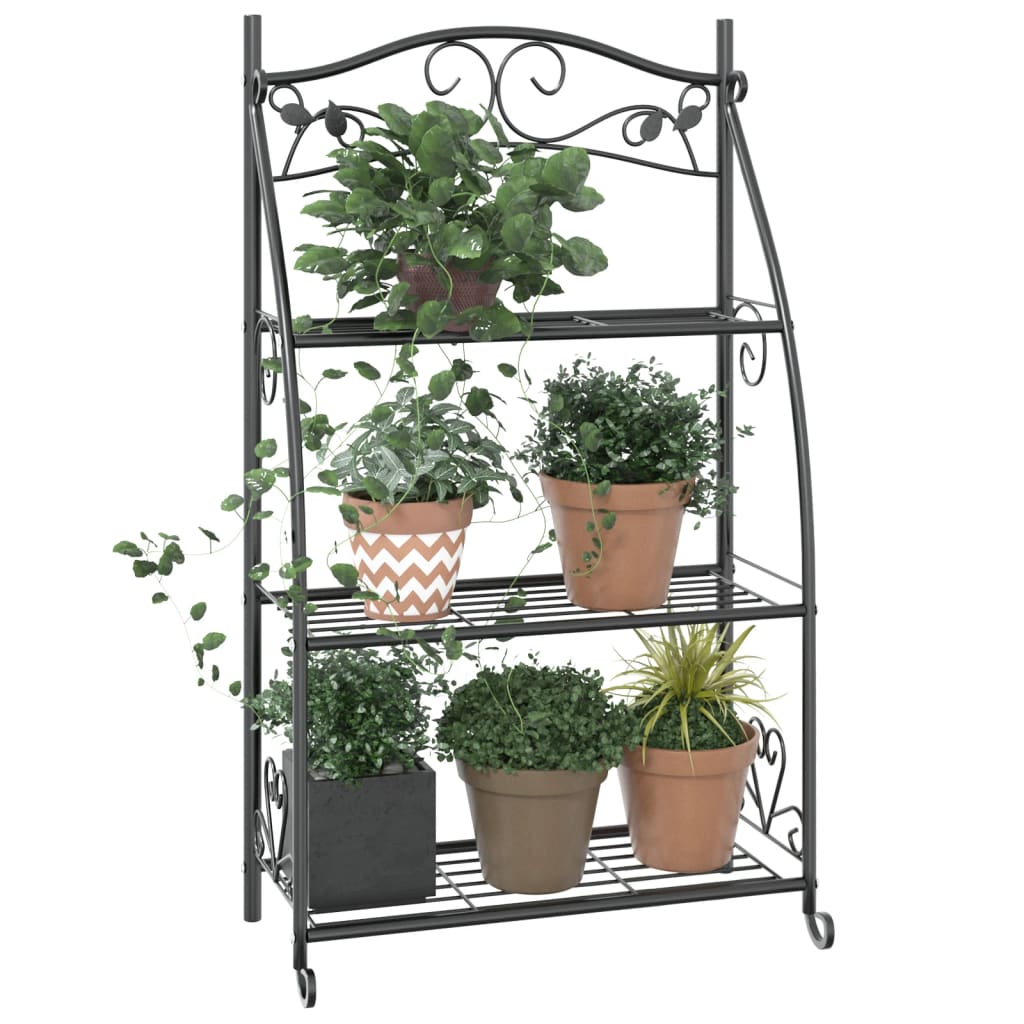 Flower Rack Black 22"x11.8"x37.8" Steel