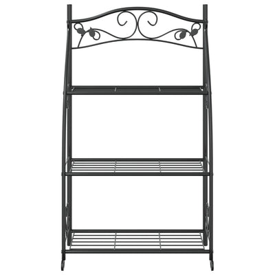 Flower Rack Black 22"x11.8"x37.8" Steel