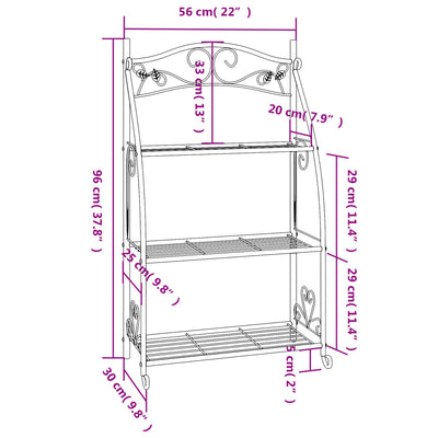 Flower Rack Black 22"x11.8"x37.8" Steel