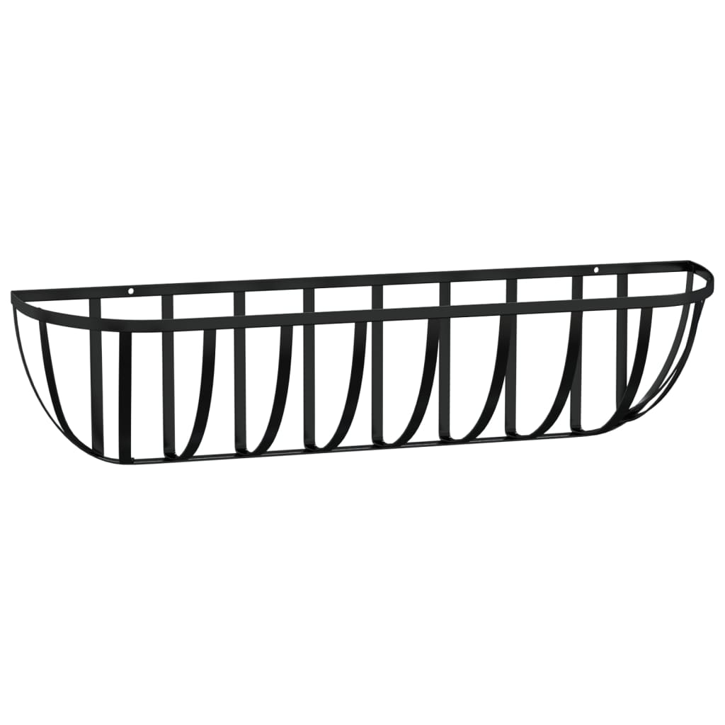 Wall Troughs 2 pcs with Coco Liners Black 24"x7.5"x6.3" Steel