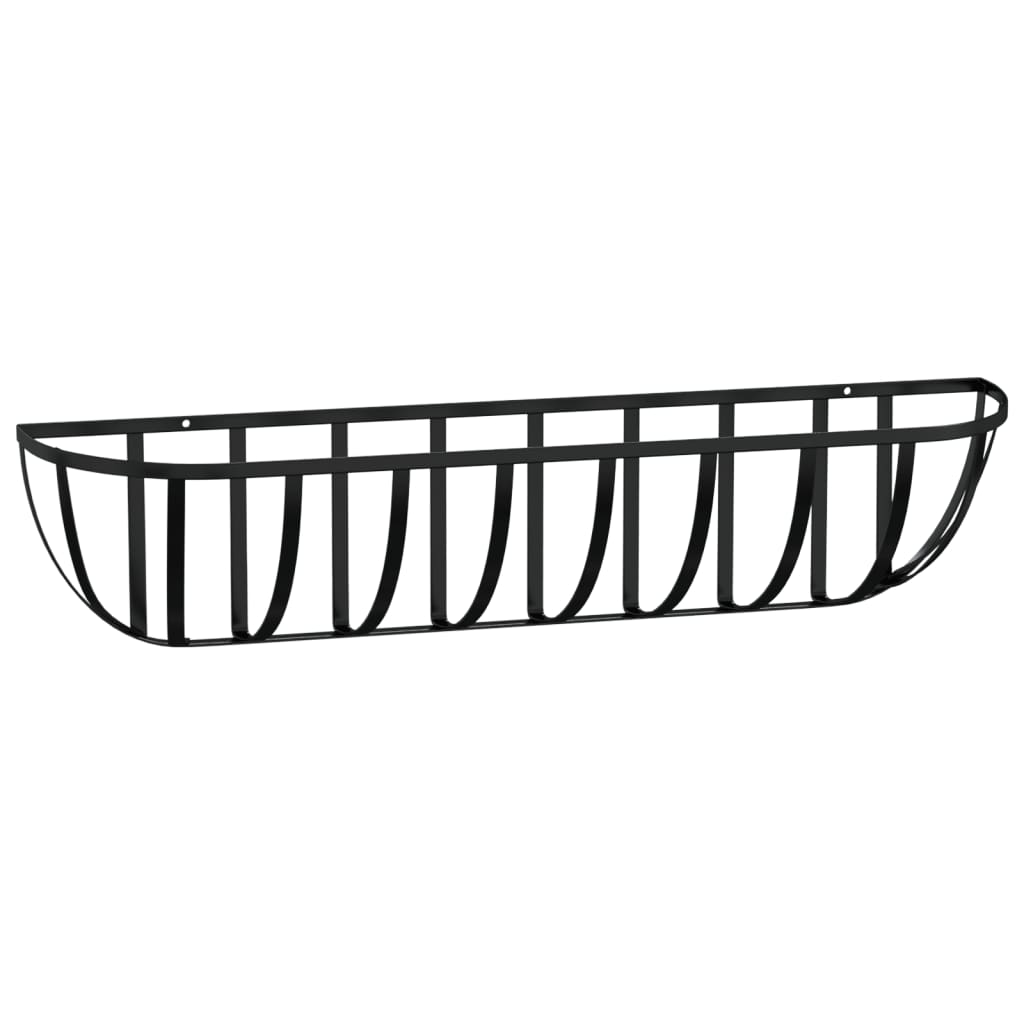 Wall Troughs 2 pcs with Coco Liners Black 35.8"x7.9"x9.1" Steel