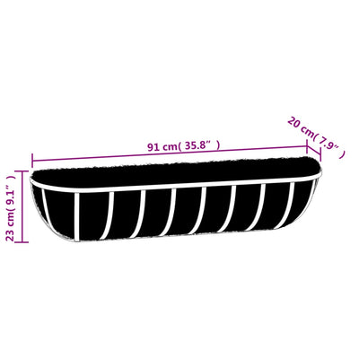 Wall Troughs 2 pcs with Coco Liners Black 35.8"x7.9"x9.1" Steel