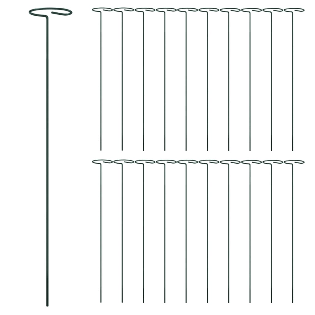 Garden Plant Stakes 20 pcs Dark Green 15.7" Steel