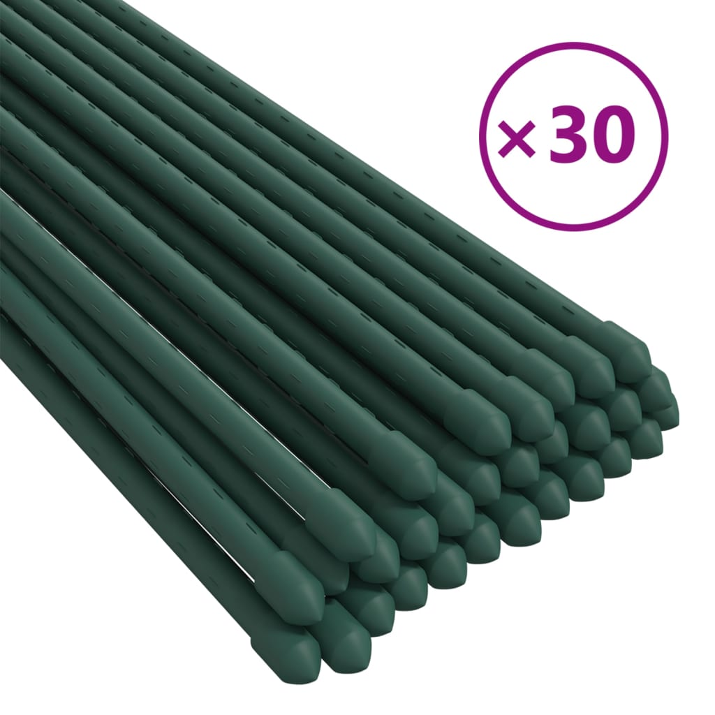 Plant Stake Set of 30 Green Steel with polypropylene coating