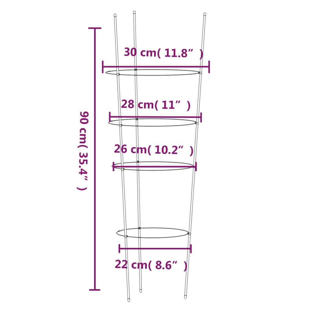 Garden Plant Supports with 4 Rings 5 pcs Green 35.4" Steel