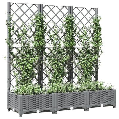 Garden Planter with Trellis Light Gray 47.2"x15.7"x47.8" PP