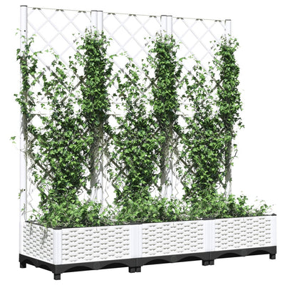 Garden Planter with Trellis White 47.2"x15.7"x47.8" PP