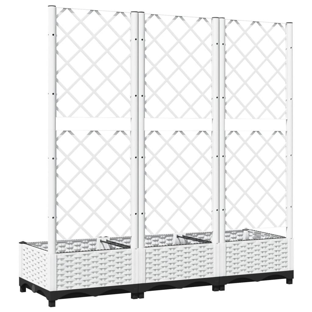 Garden Planter with Trellis White 47.2"x15.7"x47.8" PP