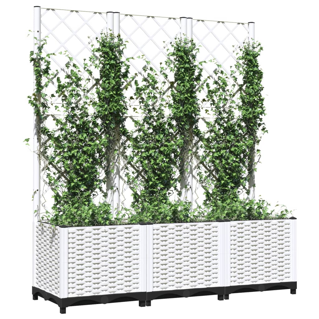 Garden Planter with Trellis White 47.2"x15.7"x53.5" PP