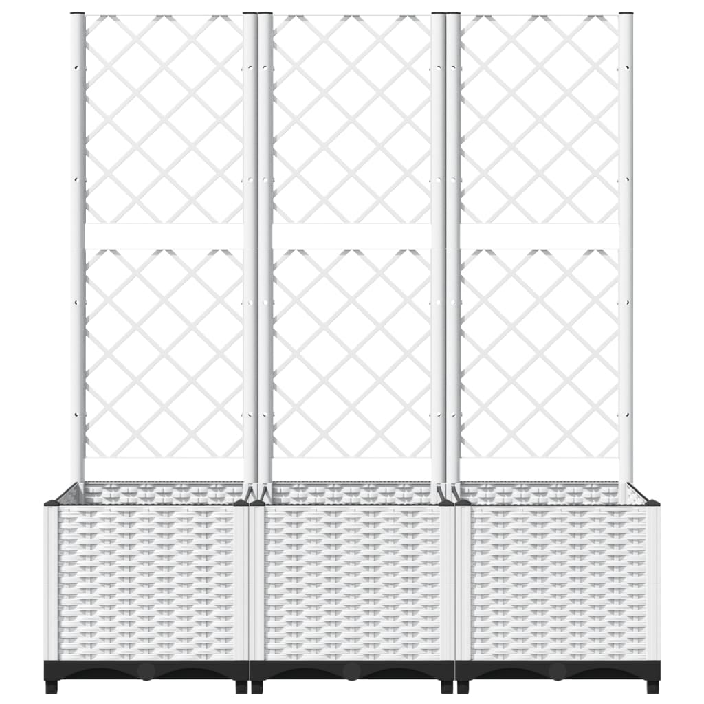 Garden Planter with Trellis White 47.2"x15.7"x53.5" PP