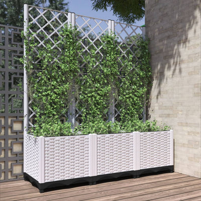 Garden Planter with Trellis White 47.2"x15.7"x53.5" PP