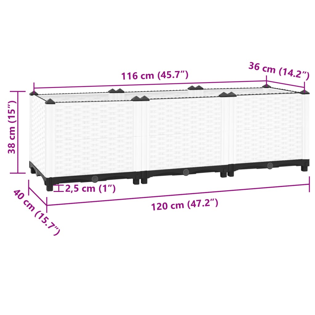 Raised Bed 47.2"x15.7"x15" Polypropylene