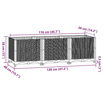 Raised Bed White Polypropylene 47.2 x 15.7 x 15.0 in Durable