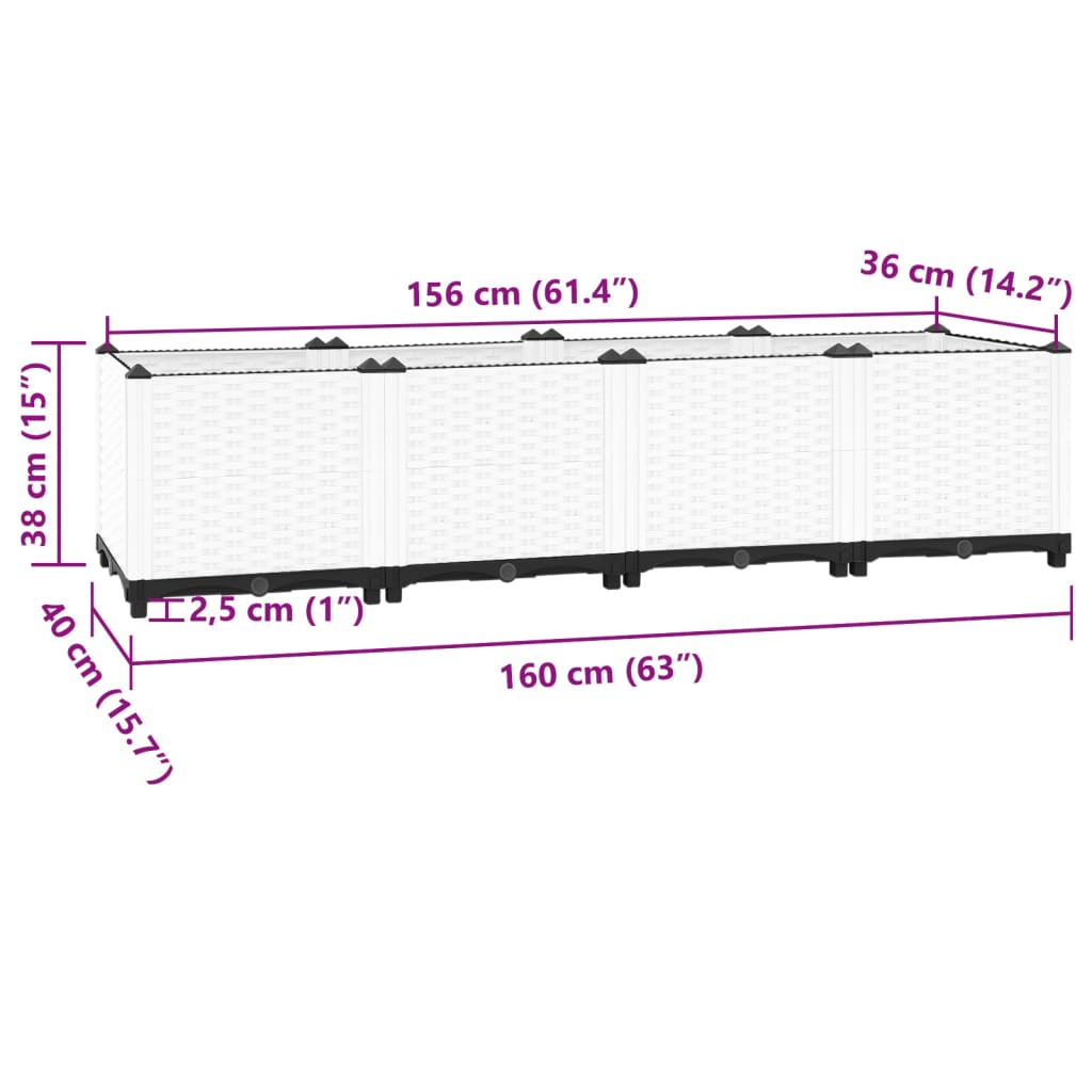 Raised Bed 63"x15.7"x15" Polypropylene