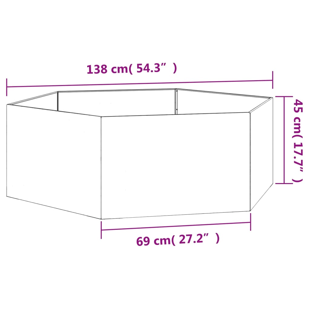 Planter Rusty 54.3"x47.2"x17.7" Corten Steel