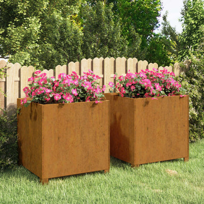 Planters with Legs 2 pcs Rusty 19.3"x18.5"x19.7" Corten Steel