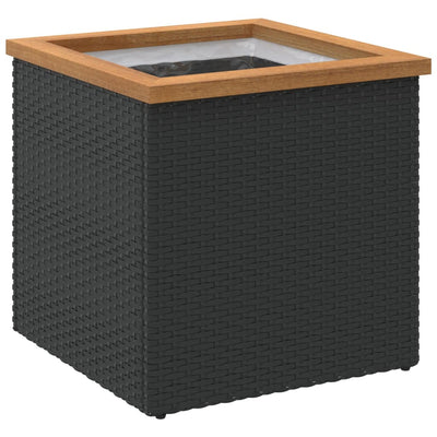 Planter Black 15.7"x15.7"x15.7" Poly Rattan