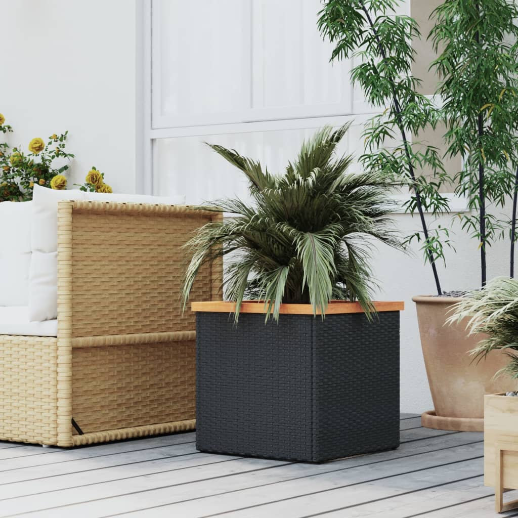 Planter Black 15.7"x15.7"x15.7" Poly Rattan