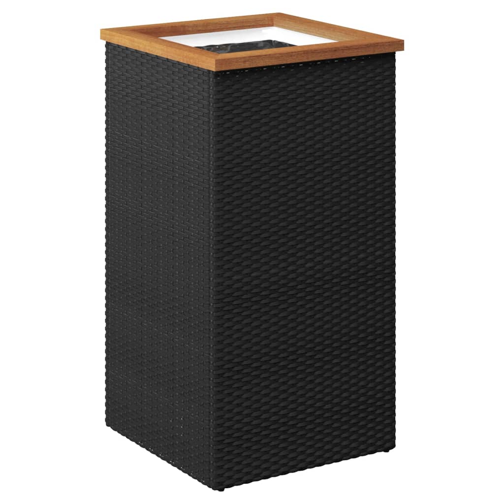 Planter Black 15.7"x15.7"x31.5" Poly Rattan