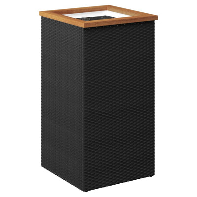 Planter Black 15.7"x15.7"x31.5" Poly Rattan