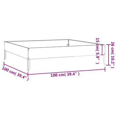 Garden Raised Bed 39.4"x39.4"x10.2" Corten Steel