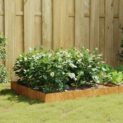 Garden Raised Bed 39.4"x39.4"x10.2" Corten Steel