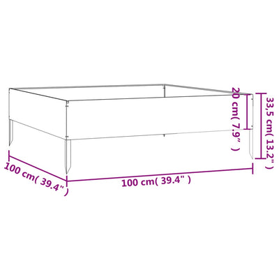 Garden Raised Bed 39.4"x39.4"x13.2" Corten Steel