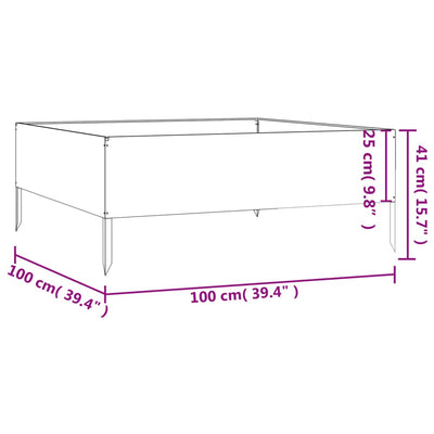 Garden Raised Bed 39.4"x39.4"x16.1" Corten Steel