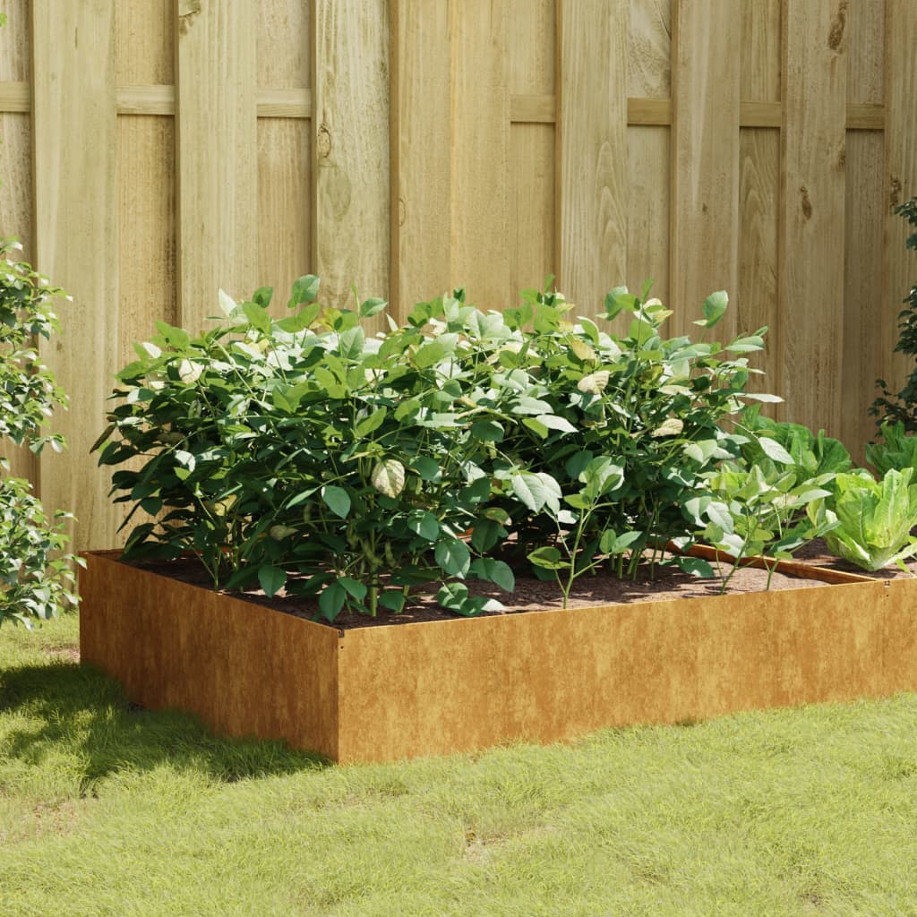 Garden Raised Bed 39.4"x39.4"x16.1" Corten Steel