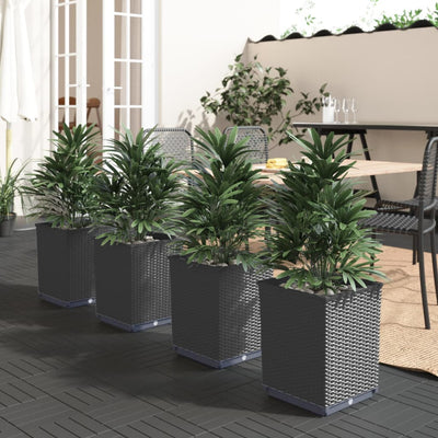 Planters 4 pcs Black 11.8"x11.8"x14.6" Polypropylene