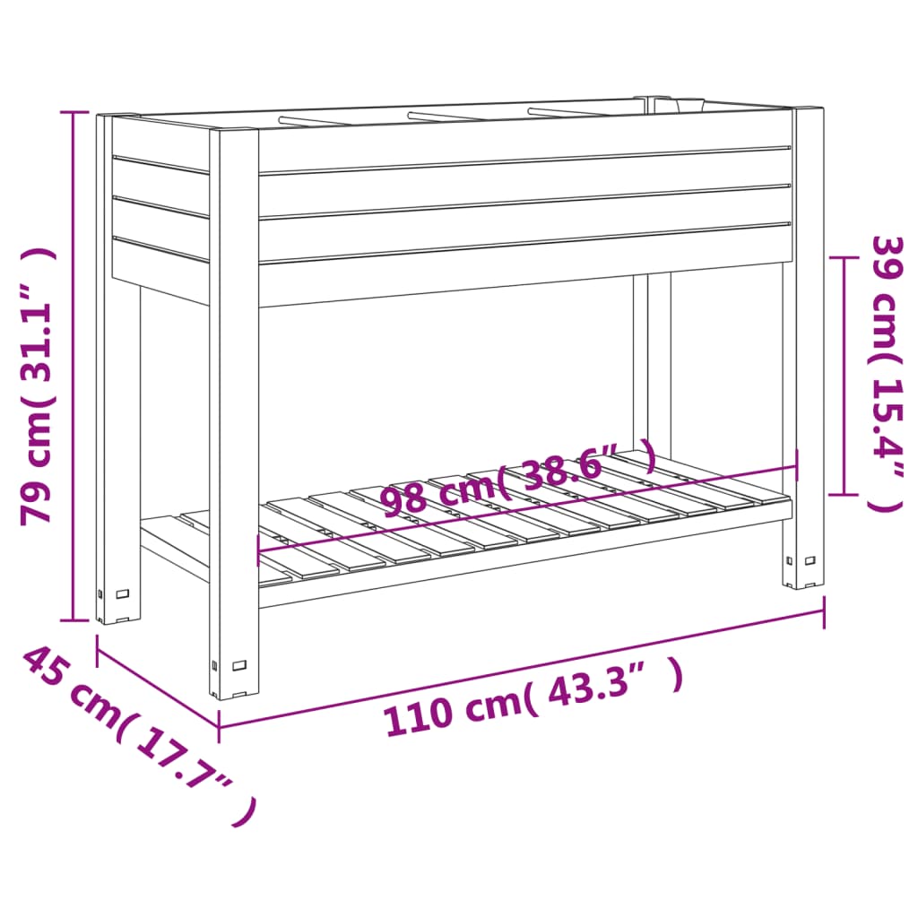 Garden Raised Bed Light Brown 43.3"x17.7"x31.1" Polypropylene