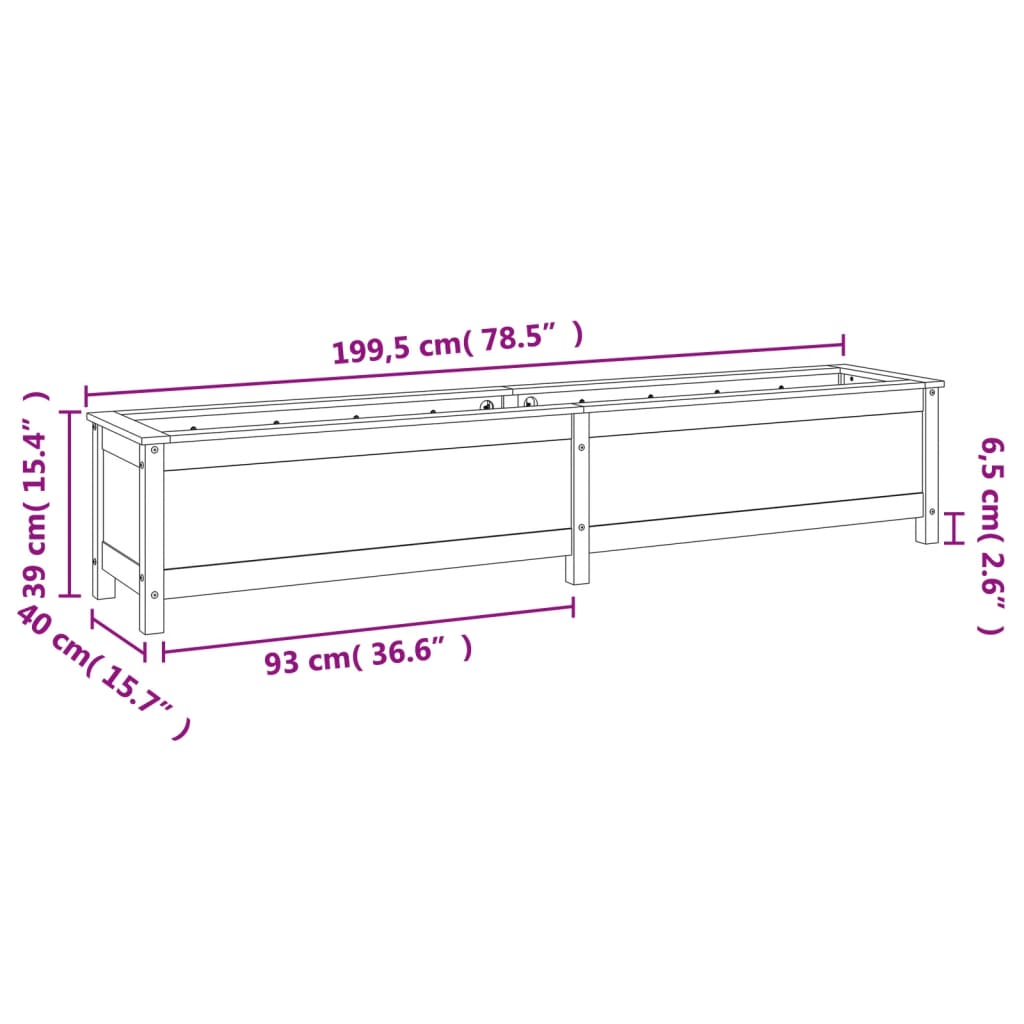 Patio Raised Bed  199,5x40 x 15.4 " Solid Wood Pine