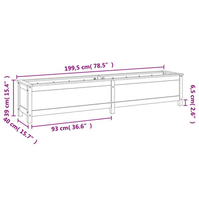 Patio Raised Bed  199,5x40 x 15.4 " Solid Wood Pine